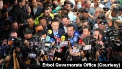 پارێزگاری هەولێر لە کۆنگرەیەکی ڕۆژنامەوانییدا باس لە سوتانی قەیسەری هەولێر دەکات لە ڕۆژی 5-5-2024.
