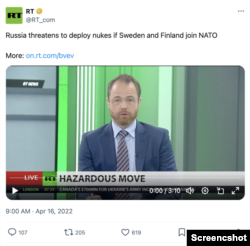 Російський пост про те, що Швеція та Фінляндія готується до подання заявок на членство в НАТО. Фото: X