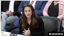 美国国家情报总监埃夫丽尔·海恩斯(Avril Haines)2024年5月15日出席美国国会参议院情报委员会听证会（参议院情报委员会视频截图）