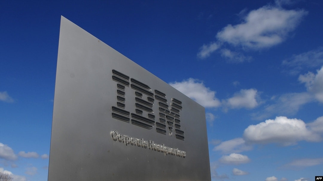 In this file photo taken on March 20, 2009, a sign marks the entrance to IBM Corporate Headquarters in Armonk, New York.