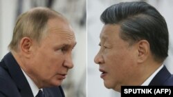 中国领导人习近平与俄罗斯总统普京在乌兹别克斯坦撒马尔罕参加上海合作组织峰会期间举行会晤。（2022年9月15日）