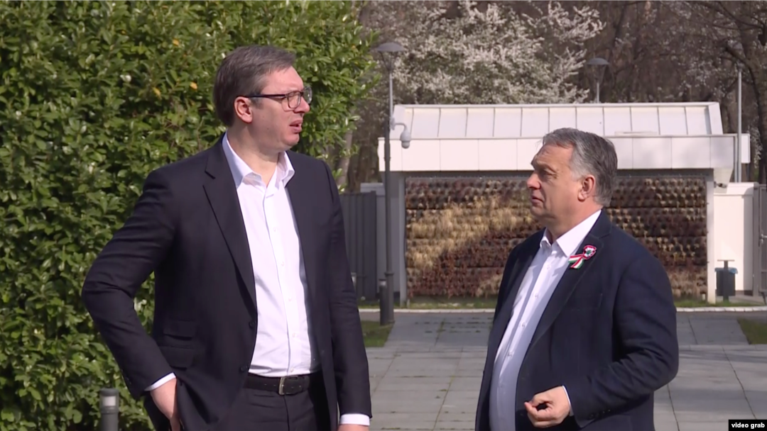 Predsednik Srbije Aleksandar Vučić i premijer Mađarske Viktor Orban, Foto: video grab