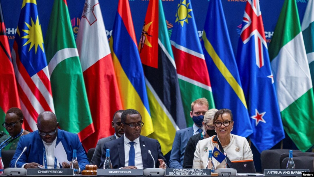 Commonwealth Secretary-General Patricia Scotland addresses delegates during a Commonwealth Ministers meeting on small states, at the Kigali Convention Centre, the venue hosting the Commonwealth Heads of Government Meeting (CHOGM) in Kigali, Rwanda, June 22, 2002.