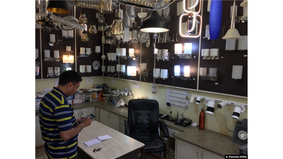 Products such as lights and lamps sold in Indian shops are predominantly Chinese.
