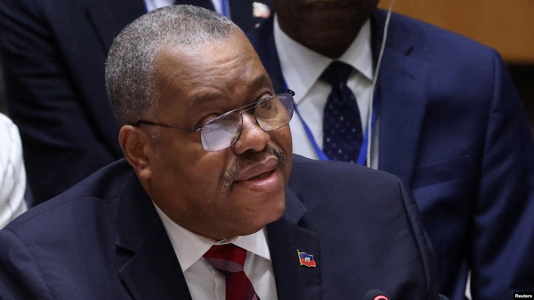 Haitian Prime Minister Garry Conille speaks during a U.N. Security Council meeting on security concerns in Haiti, at United Nations headquarters in New York on July 3, 2024.