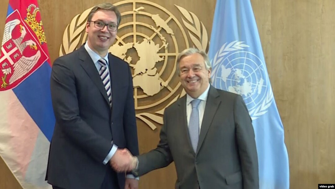 Predsednik Srbije Aleksandar Vučić sa Generalnim sekretarom UN Antoniom Guterešom