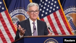 Federal Reserve chair Jerome Powell holds a news conference on today’s interest rate hike in Washington