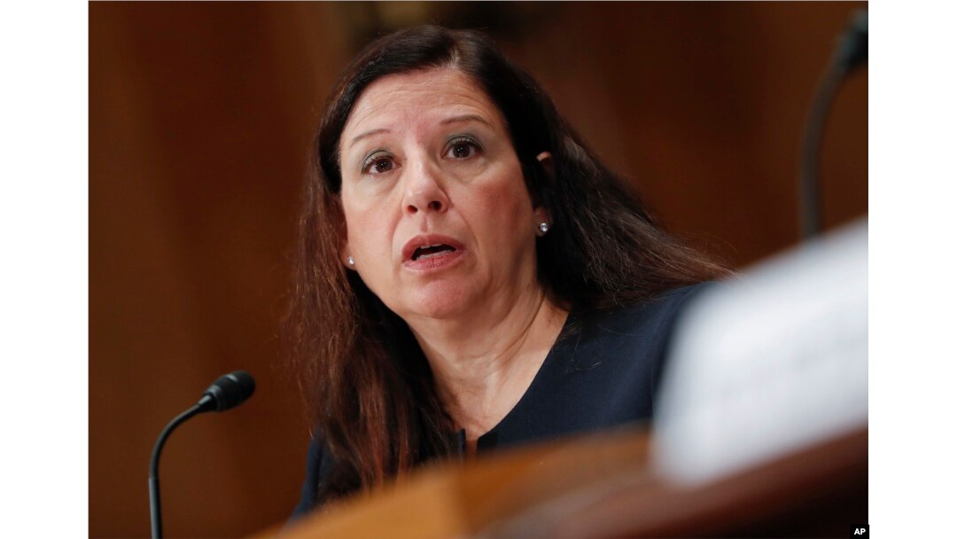 FILE - Acting Director of Homeland Security Elaine Duke testifying before the Senate Committee on Homeland Security and Governmental Affairs on Capitol Hill in Washington, Sept. 27, 2017.