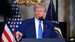 Президент США Дональд Трамп під час пресконференції 18 лютого у резиденції Мар-а-Лаго на Флориді. Фото: AP