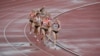 FILE - Russian runners compete in the women's 800 meters at the 58th Brothers Znamensky Memorial track and field meeting, June 4, 2016.