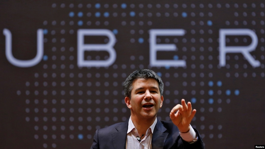 FILE - Travis Kalanick speaks to students during an interaction at the Indian Institute of Technology (IIT) campus in Mumbai, India, Jan. 19, 2016. 