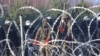 Polish police and border guards stand near the barbed wire as migrants from the Middle East and elsewhere gather at the Belarus-Poland border near Grodno Grodno, Belarus, Nov. 9, 2021.