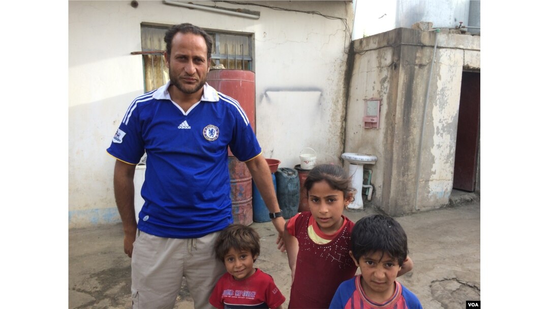 Sabhan, 35, and his family stayed in their Mosul neighborhood when the rest of the residents fled. He says he could not move his elderly mother, but now with the threat of starvation and no clean water, he is considering bringing them to a camp, May 4, 2017.