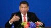 Philippine President Rodrigo Duterte delivers a speech during the Philippines-China Trade and Investment Forum at the Great Hall of the People in Beijing, Oct. 20, 2016. 