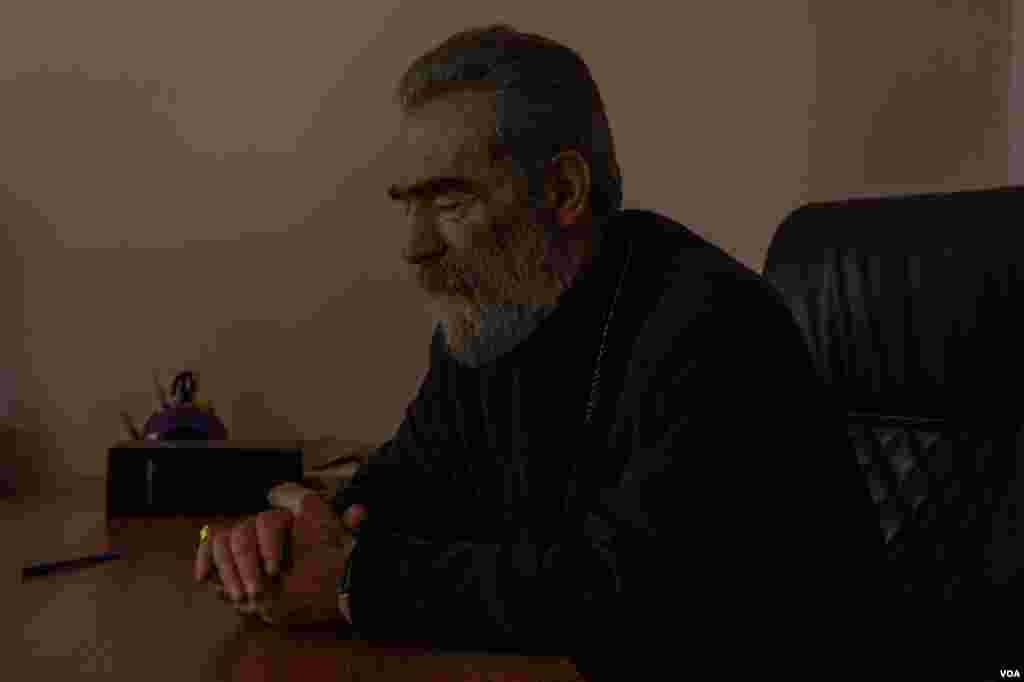 Pargev Martirosyan, the Archbishop of Artsakh, the local name for Nagorno-Karabakh, was blunt on Saturday asking, “What cease-fire?” in Nagorno-Karabakh, Oct. 10, 2020. (Yan Boechat/VOA)