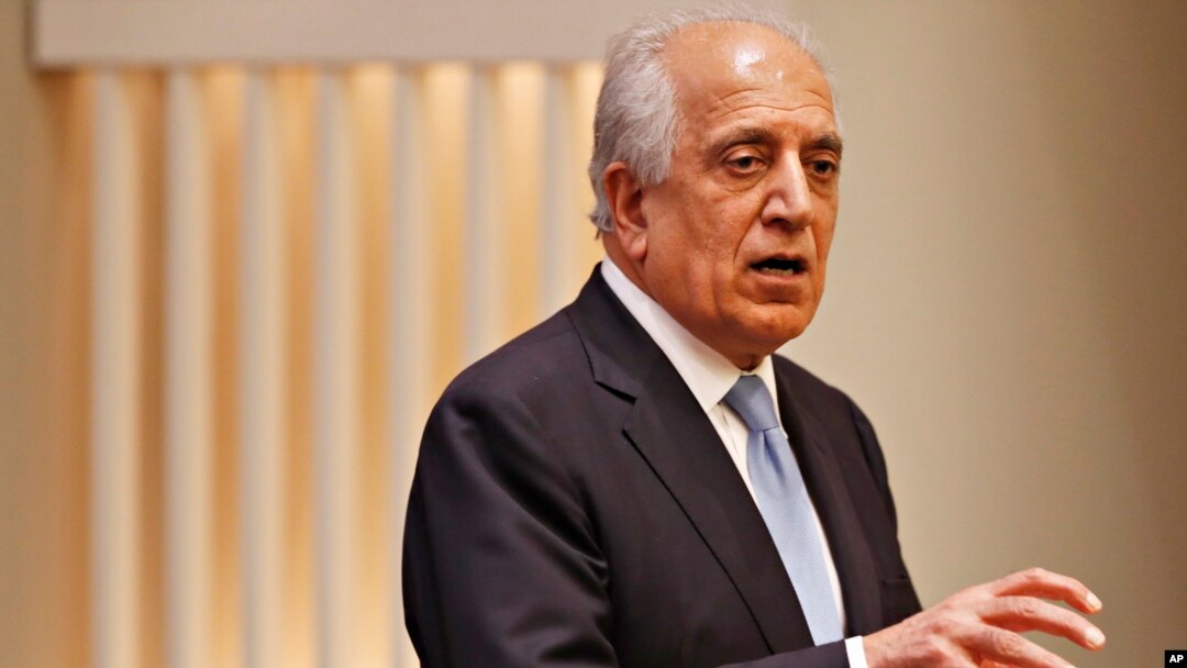 FILE - Special Representative for Afghanistan Reconciliation Zalmay Khalilzad speaks on the prospects for peace, Feb. 8, 2019, at the U.S. Institute of Peace in Washington. 