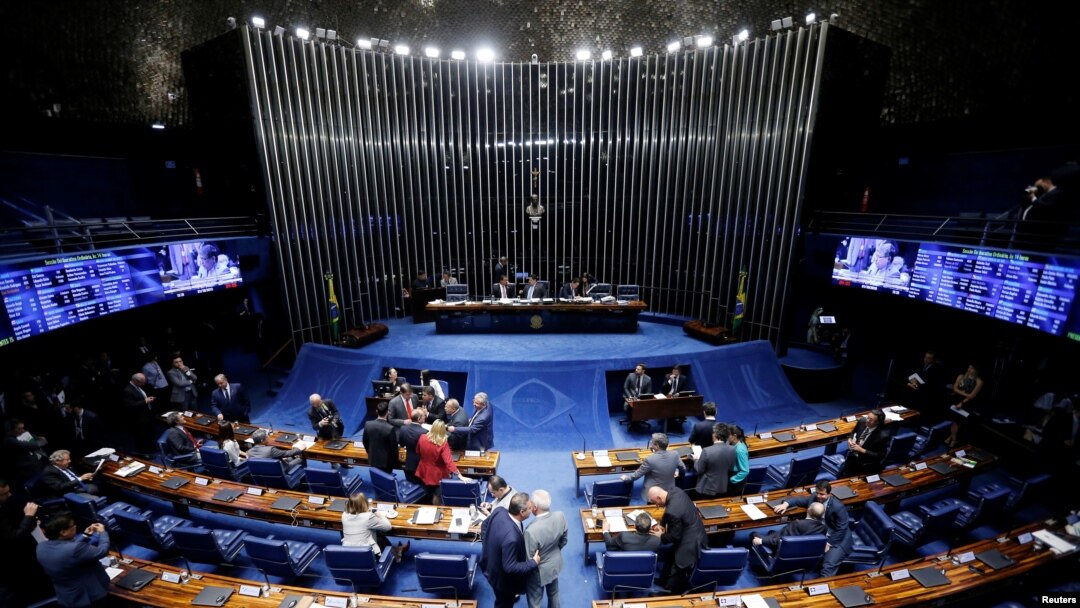 General view of Brazil's Senate during a session to vote on the pension reform bill in Brasilia, Brazil, Oct. 1, 2019.