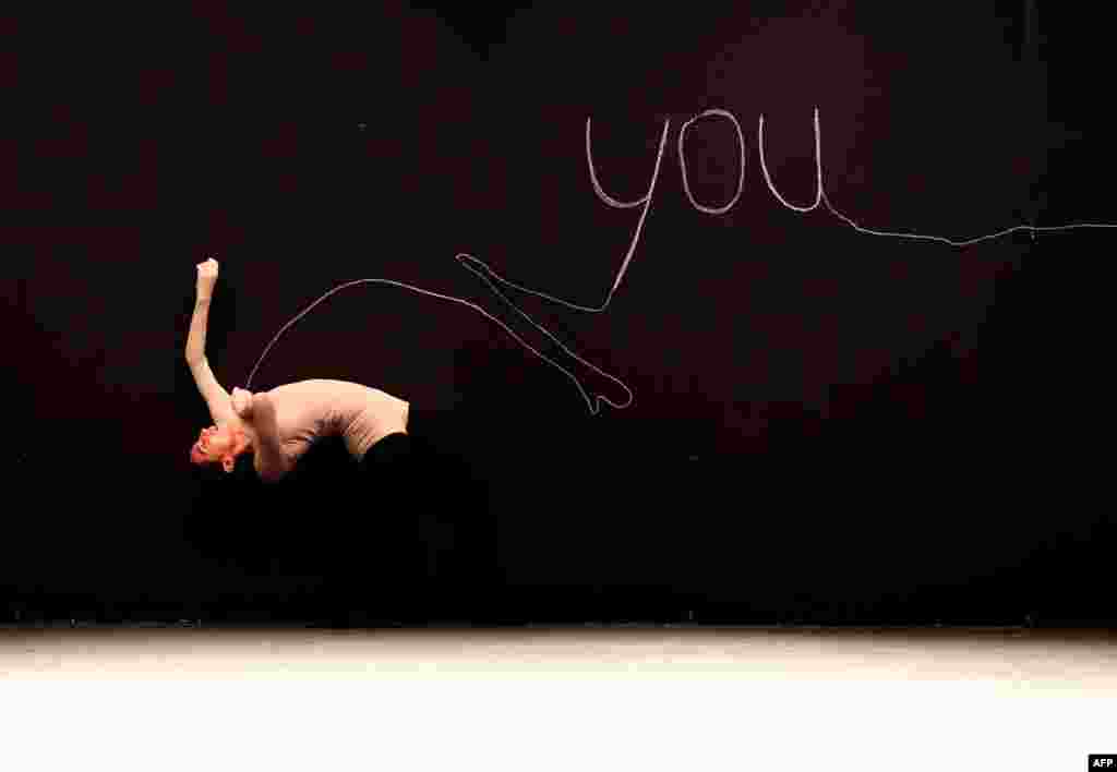 The Young Ensemble performs a scene from "Naharin’s Virus" during a dress rehearsal before opening night at The Joyce Theater in New York, July 10, 2018..