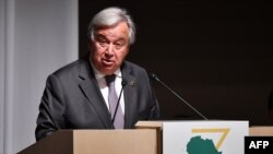 联合国秘书长古特雷斯在横滨举行的非洲发展问题东京国际会议开幕式上发表演讲（2019年8月28日）。