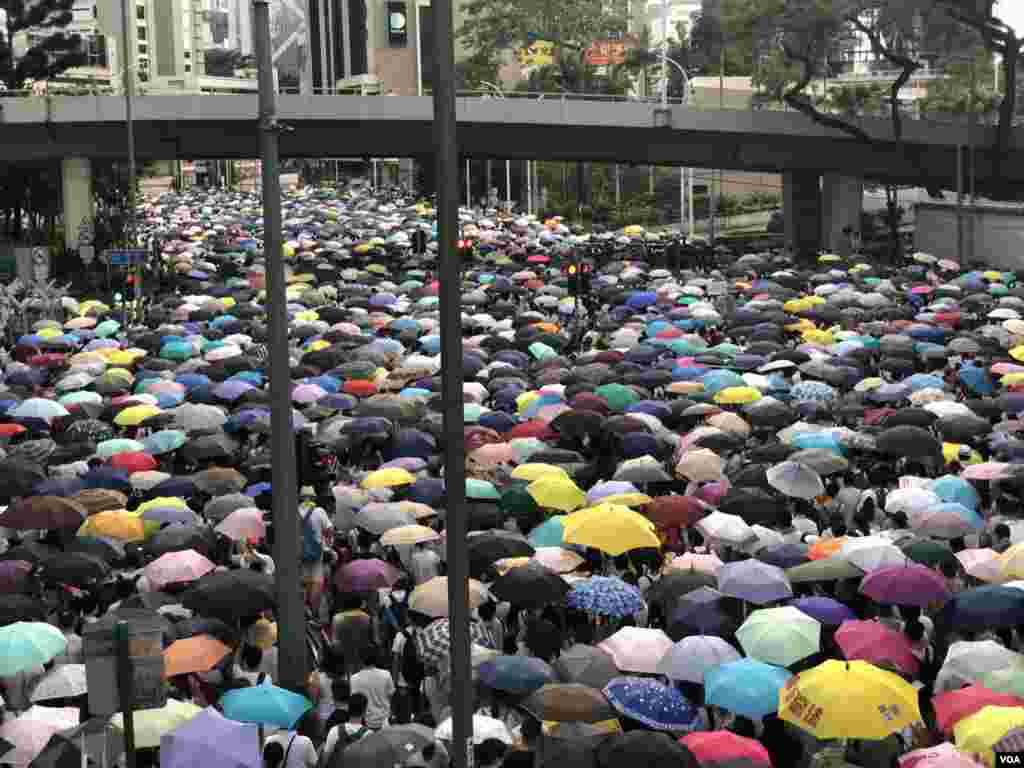 香港民阵估计6-9反送中大游行的人数超过2003年七一大游行的50万人 (美国之音汤惠芸拍摄)
