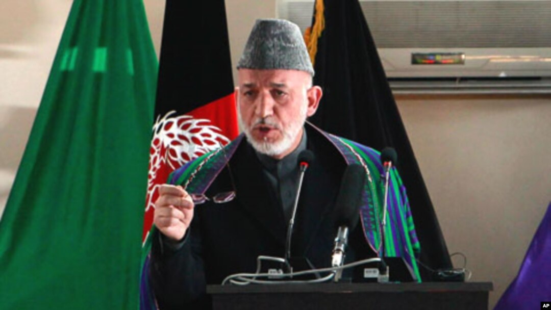 Afghan President Hamid Karzai, speaking at the National Military Academy in Kabul, March 22, 2011