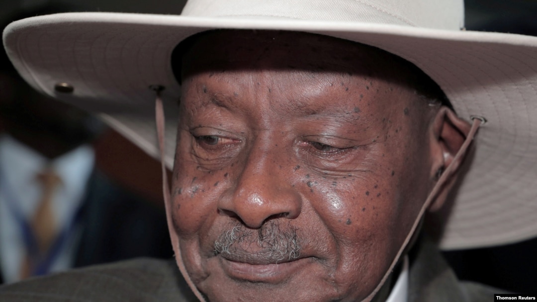 FILE Uganda's President Yoweri Museveni arrives for the opening of the 33rd Ordinary Session of the Assembly of the Heads of State and the Government of the African Union in Addis Ababa, Ethiopia, Feb. 9, 2020.