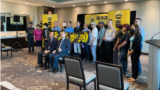 资料照：“香港议会”筹委会成员在加拿大多伦多召开记者会。（2022年7月27日）