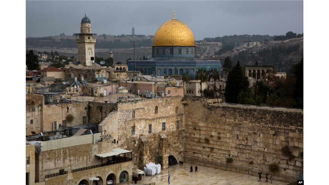 FILE - A view of the Western Wall and the Dome of the Rock, some of the holiest sites for for Jews and Muslims, is seen in Jerusalem's Old City, Dec. 6, 2017.
