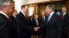 Russian Foreign Minister Sergey Lavrov, second right, greets U.S. Sen. Richard Shelby during his meeting with members of a U.S. congressional delegation in Moscow, Russia, July 3, 2018.
