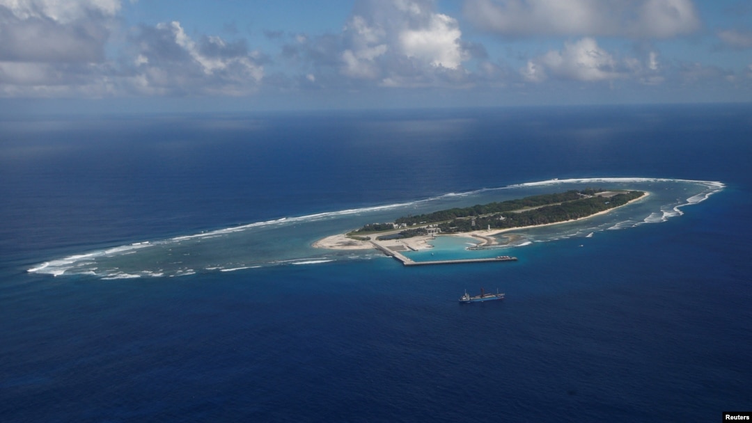 FILE - An aerial view shows Itu Aba, which the Taiwanese call Taiping Island, in the South China Sea, Nov. 29, 2016. 