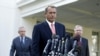 From left: Senate Majority Leader Harry Reid, House Speaker John Boehner and Senate Minority Leader Mitch McConnell outside the White House, Nov. 16, 2012.