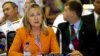 U.S. Secretary of State Hillary Clinton delivers remarks during the Pacific Island Forum Post-Forum Dialogue in Rarotonga, Cook Islands, August 31, 2012. 