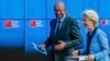 欧洲理事会主席查尔斯‧米歇尔（Charles Michel）和欧盟委员会主席乌尔苏拉‧冯德莱恩（Ursula von der Leyen）在欧中峰会上。（ 2022年4月1日）
