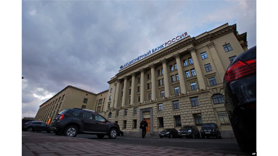 Bank Rossiya in St. Petersburg, one of two Russian banks on the U.S. Treasury's sanctions list, March 21, 2014.