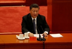中共领导人习近平2020年10月23日在纪念“抗美援朝”会议上发表讲话（路透社）