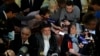 Participants of the conference on Afghanistan including representatives of the Afghan authorities and the Taliban speak to journalists in Moscow, Russia, Nov. 9, 2018. 