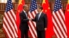 U.S. President Barack Obama, left, and Chinese President Xi Jinping shake hands before a bilateral meeting at Westlake State House in Hangzhou in eastern China's Zhejiang province, Sept. 3, 2016. 