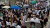 香港民众2019年10月11日集会游行抗议警方涉嫌虐待被捕抗议人士。