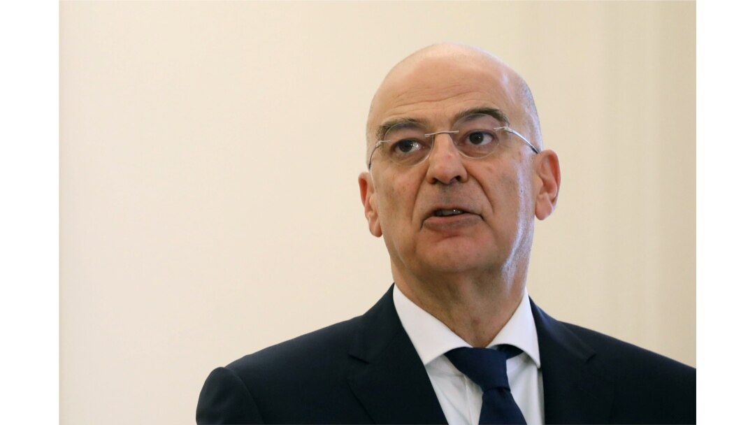Greek Foreign Minister Nikos Dendias speaks after a meeting in Athens, Greece, June 9, 2020.