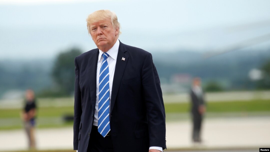 U.S. President Donald Trump at nearby Camp David with the National Security Council, Aug. 18, 2017. 