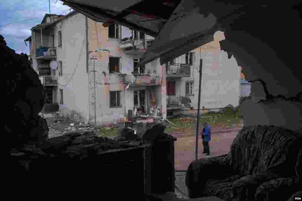 David Safanyan, 63, says even teenagers learn military tactics in the besieged enclave, in Nagorno-Karabakh, Oct. 10, 2020. (Yan Boechat/VOA)
