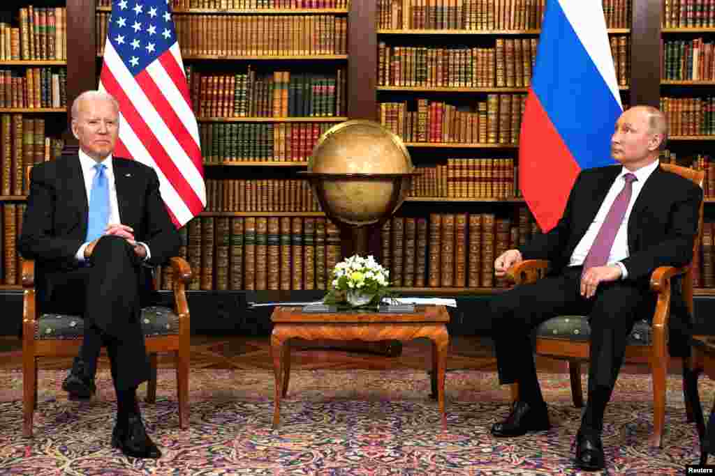 U.S. President Joe Biden and Russia's President Vladimir Putin meet at Villa La Grange in Geneva, Switzerland.