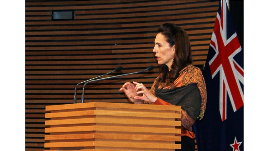 New Zealand's Prime Minister Jacinda Ardern speaks at a news conference on the coronavirus disease (COVID-19) pandemic in Wellington, Feb. 18, 2021.