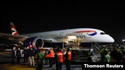 Arrival of the first batch of Russia's Sputnik V coronavirus disease (COVID-19) vaccine, in Mexico City, Feb. 23, 2021.